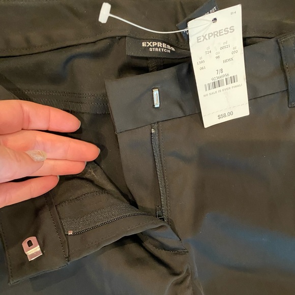 Super cool NWT Express black satin pant with clear bead pattern sz7/8 - Picture 5 of 10